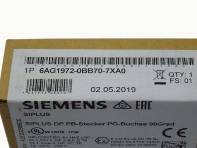 6AG1 972-0BB70-7XA0 NEW SIEMENS 6AG1972-0BB70-7XA0 SIPLUS DP PROFIBUS Plug