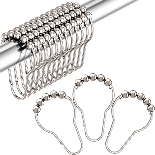 Shower Curtain Hooks, Decorative Rust Proof Stainless Steel Shower Curtain Hooks