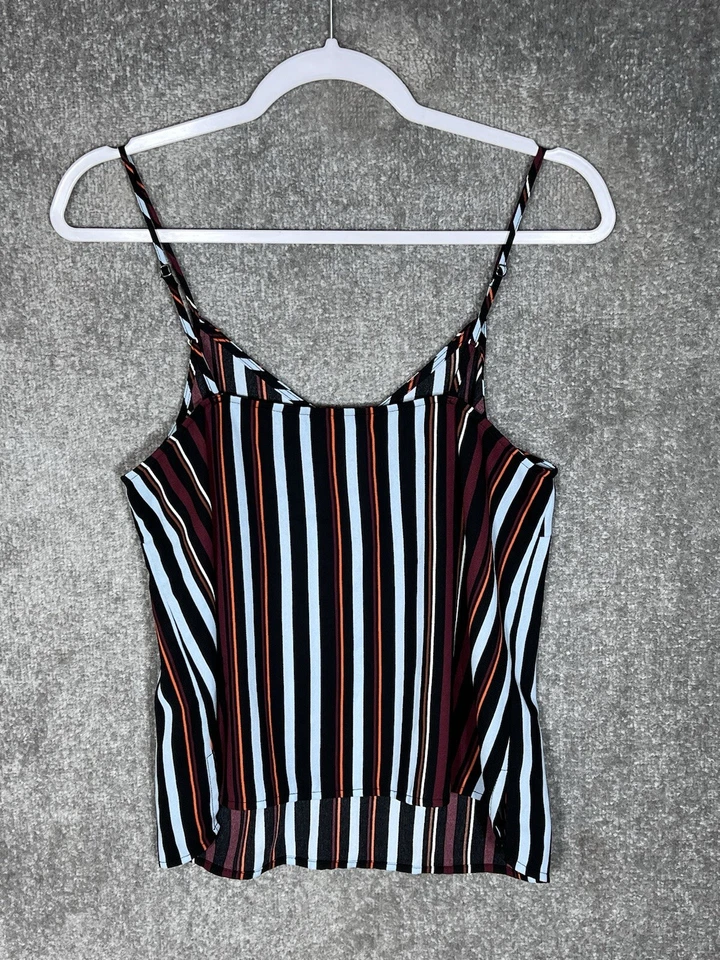 Halogen Tank Top Women Size Small Blue Black Striped V-Neck Spaghetti Straps - Image 2 of 4