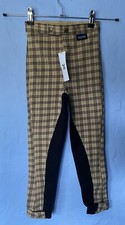 New RIDERS Beige And Black Check Full Seat Jodhpurs Childs 20 Reg