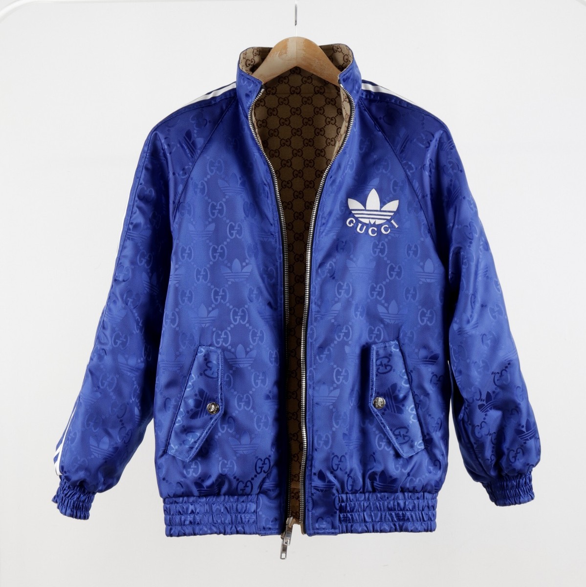 Gucci X Adidas GG Monogram Beige Cotton Blue Nylon Reversible