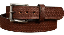 Brown Stitched Basket Weave Steel Core Max Thickness Bullhide Gun Belt Quality U