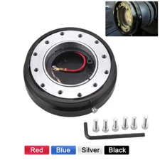 Black 6 Hole Steering Wheel Quick Release Hub Racing Adapter Snap Off Bolt