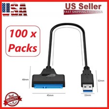 100 pcs USB 3.0 to 2.5" SATA III Hard Drive UASP SATA USB 3.0 Cable Converter
