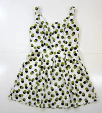 Ronni Nicole White Green Black Polka Dot A-Line Tent Sheath Shift Tank Dress 14