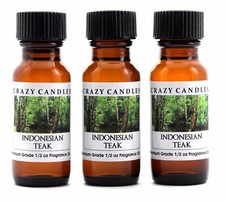 3 Indonesian Teak 1/2oz Premium Grade Scented Fragrance Oil Crazy Candles