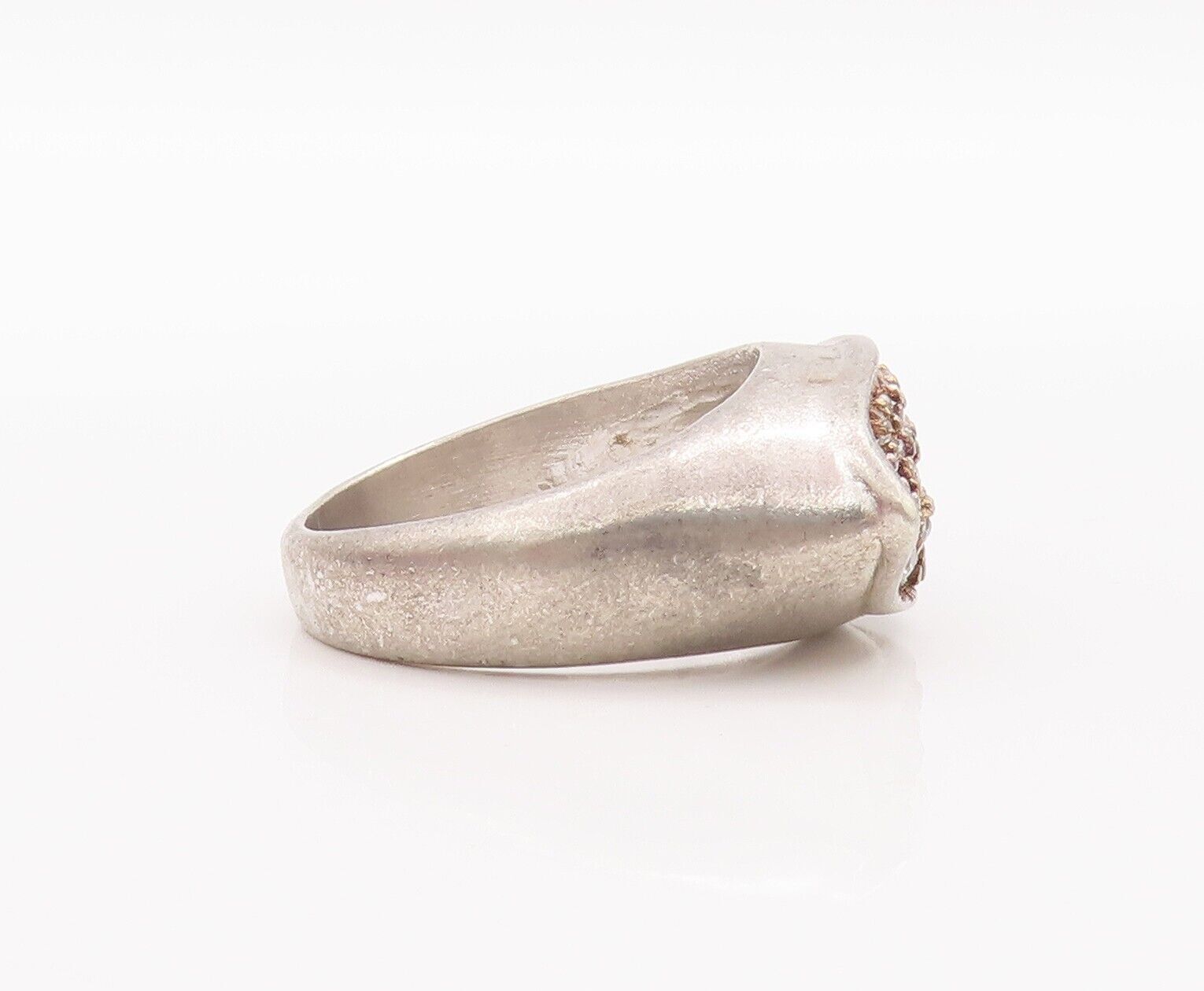 925 Sterling Silver Vintage Ring Solid Leaf Carve… - image 3