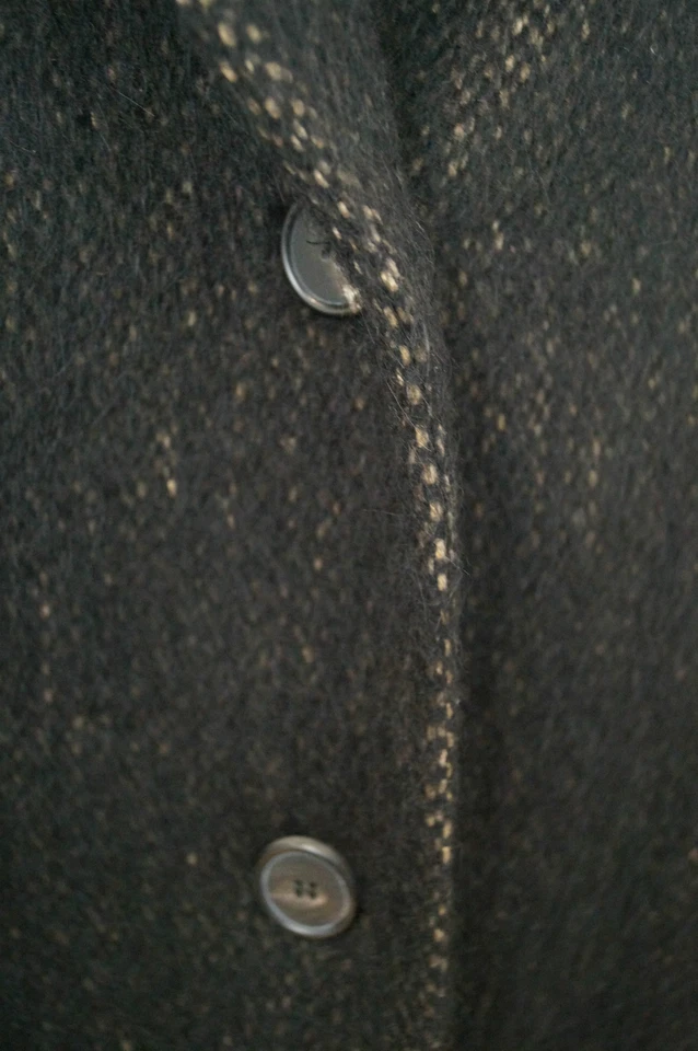 Vanessa Bruno Marron & Noir Laine Alpaca Mohair Coupe Droite Hiver Manteau 40 12 - Photo 4/4