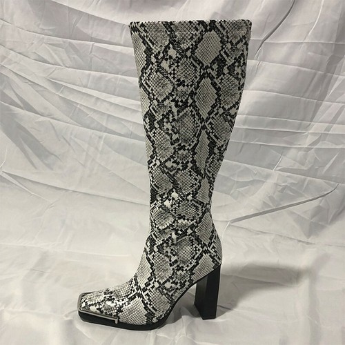 Women Snakeskin Print Mid Calf Knee 