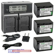 Kastar Battery LCD Dual Fast Charger for NP-FV70 Sony HXR-NX80 PXW-Z90V PXW-X70