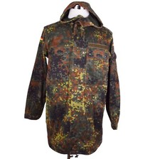 German Bundeswehr Flecktarn Camo Military Parka Jacket GR12 L Tall Hood Woodland