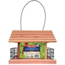 Kaytee Red Cedar Seed & Suet Feeder Holds 2 Cakes & 3.75 lbs. Wild Bird Food USA