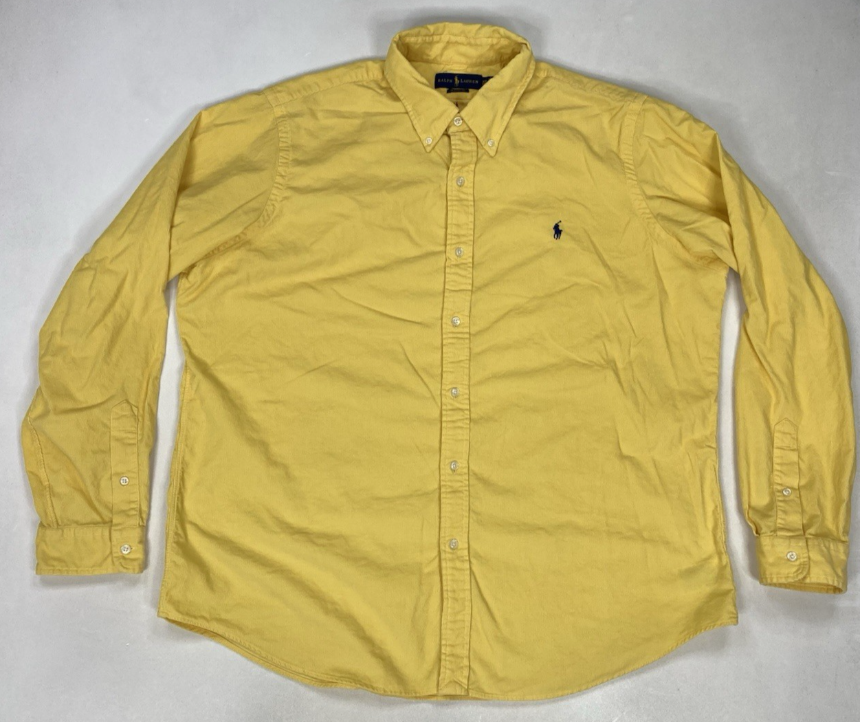 Polo Ralph Lauren camicia velluto a coste uomo classica XXL giallo pony blu manica lunga