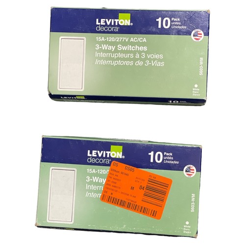 LEVITON Decora 3-way Switch.15A-120/277V AC/CA+ 5603-WM (20 Switches)