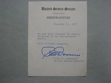 Senator  PETE  DOMENICI  Signed  Personal  Letter/Note  Dated  January  11, 1974