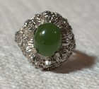 UNIQUE Vintage  BRUTALIST  Green  JADE ??Sterling Ring — photo 2