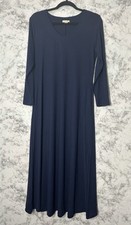 Yelete Women Long Sleeve V-Neck Maxi Dress with Pockets Navy Blue Sz S EUC