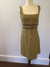 NWT Vintage Red Valentino Cocktail Dress Sz 2 Green Tweed Patteen