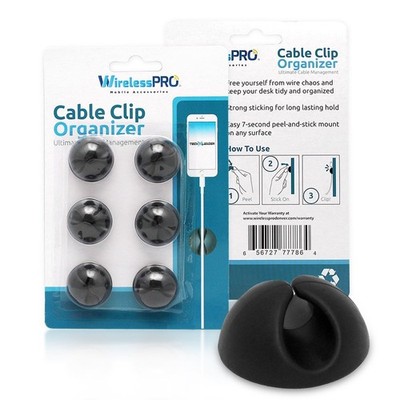 Wireless Pro Cable Clip Organizer 8 mm diameter, 2.8 cm wide, Black