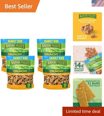 Crunchy Oats & Honey Granola - Family Size 24oz Resealable Snack Pack of 4