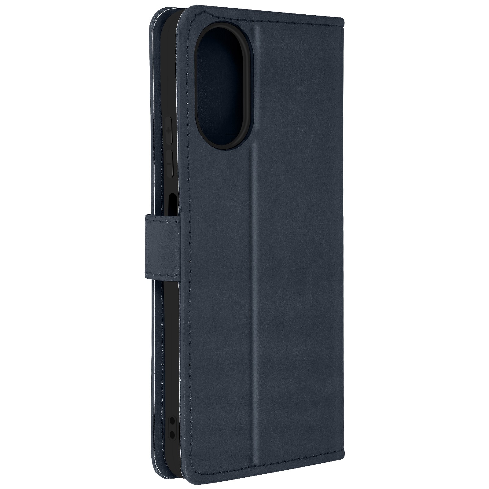 Housse Oppo A38 Avizar Vintage en simili cuir bleu nuit avec support