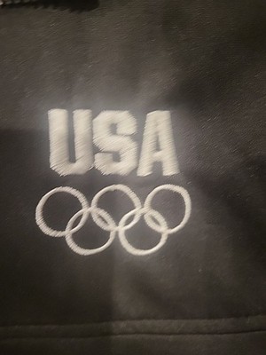 USA Olympics Jacket Mens XL Black Team USA Full Zip Olympic Committee Warm Up