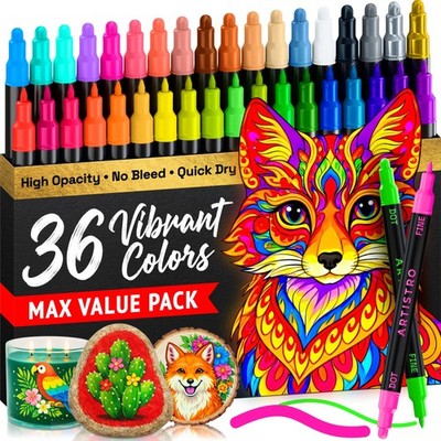 ARTISTRO 36 Acrylic Paint Markers for Rock, 1 Count (Pack of 36), Multicolor 