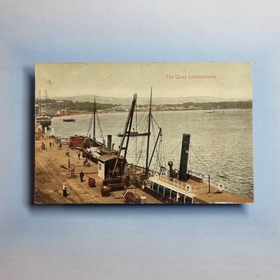 Derry Londonderry Postkarte um 1910 Irland Der Kai Dampfkran Schiff