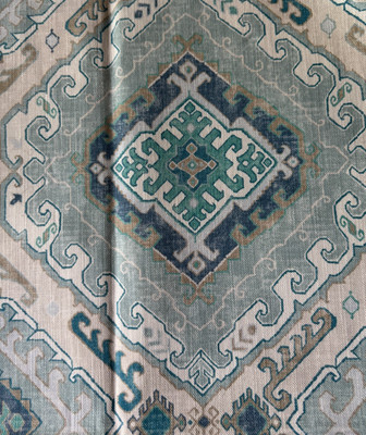 GP&J Baker Rozel Aqua Fabric Remnant   24''x24''
