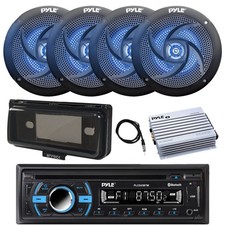 Pyle Marine Bluetooth CD Radio, Amp, 4x 6.5" LED Speaker, Cover Black , Antenna