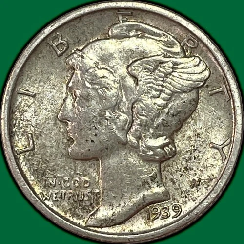 1939-D Mercury Dime Choice Almost Uncirculated AU+ Coin #36908