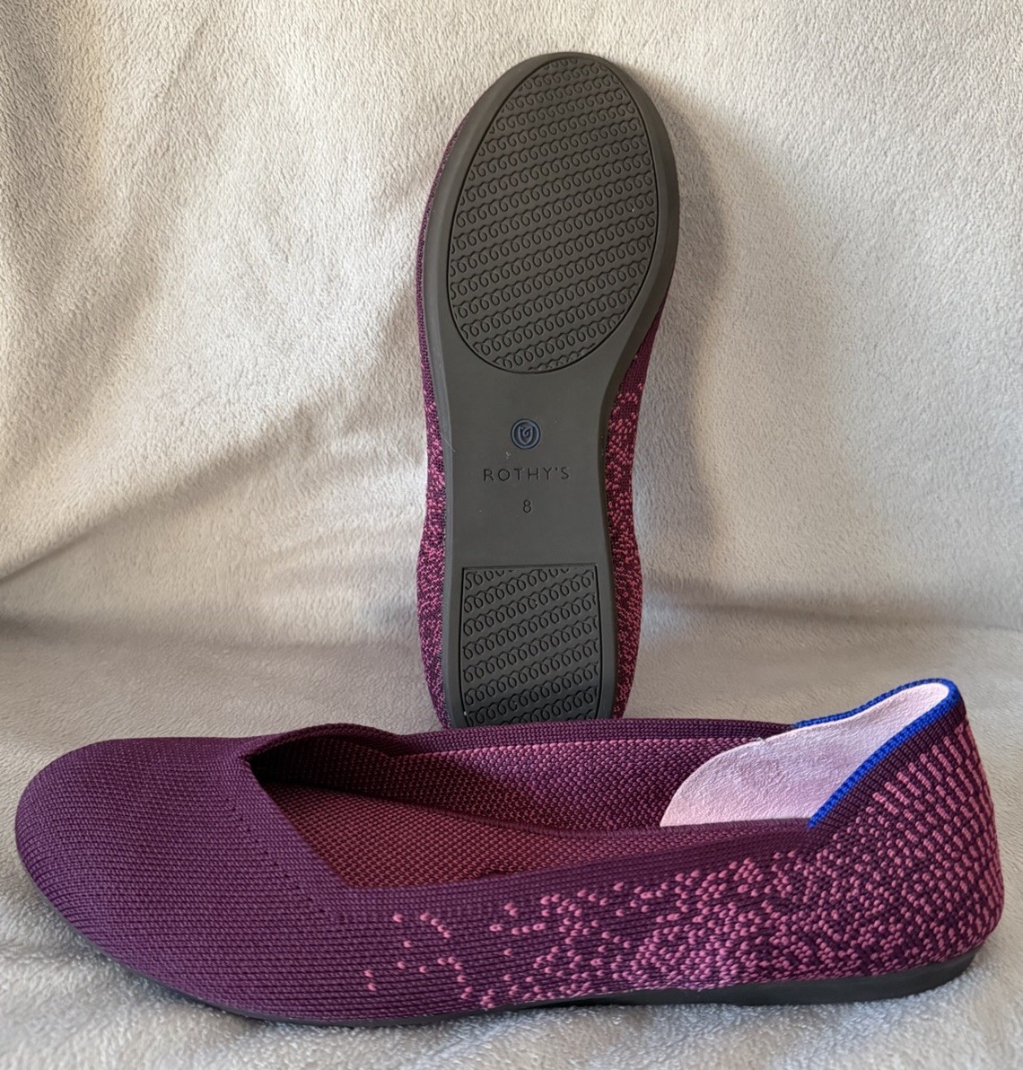 Rothy's Women's Burgundy Fig Python Round Toe Bal… - image 4