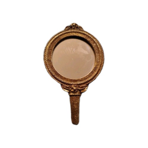 Vintage Brass Pocket Hand Mirror 4 1/2" - Foto 9 di 10