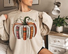 Fall Book Pumpkin Halloween Sweatshirt , Halloween Book Lover Sweatshirt S-5XL