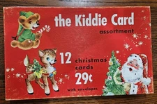 VINTAGE 1950's Christmas the Kiddie Card BOX 12 CHRISTMAS GREETING CARDS UNUSED 