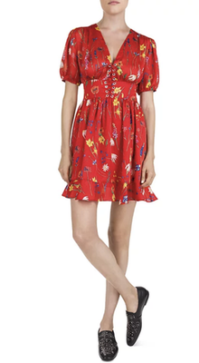The Kooples - Short red dress with floral print - WOMEN