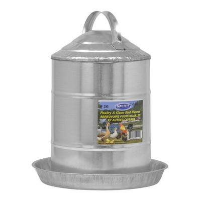 #ad FARM TUFF Double Wall Cone Top Galvanized Poultry Fountain 2 Gallon Capacity $44.99