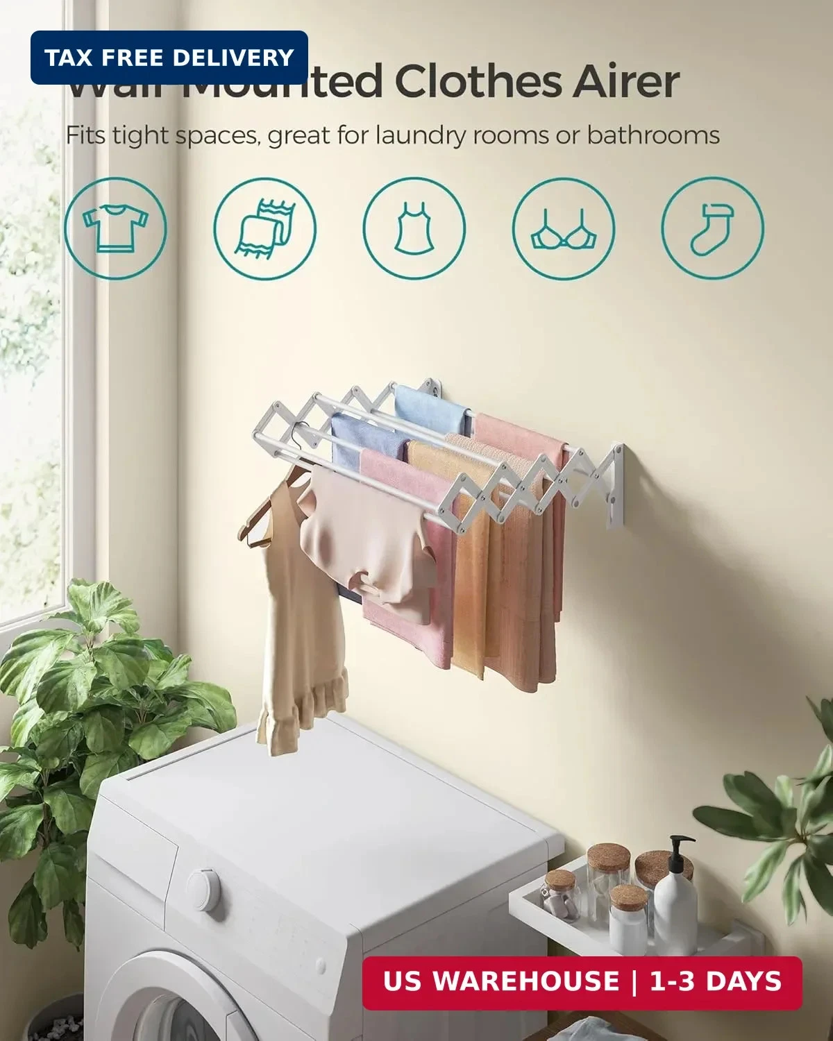SONGMICS Accordion Clothes Drying Rack - Thumbnail 5