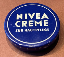 Alte Nivea Creme Hautpflege Blechdose 5cm bedruckt leer Reklame Beiersdorf blau