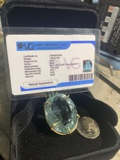 138.45 Carat Natural Oval Cut Aquamarine Pendant With Necklace, Custom Made New