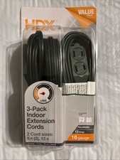 HDX 3-Pack Indoor Extension Cords 2- 6 Ft, 1- 12 Ft