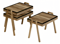 Eleganter Brauner Holz-Couchtisch-Set Im Modernen Design