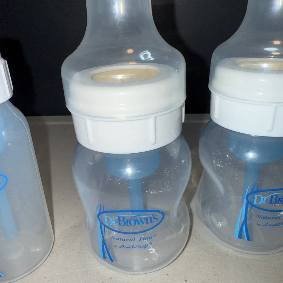 Lote de biberones Dr. Brown de 4 oz biberones de flujo natural cuello y tapas anchas y estrechas Foto 3 de 4