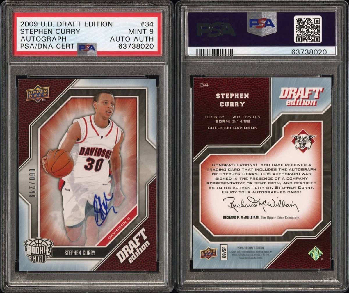 Stephen Curry 9 Graded Basketball Autographed Sports Trading Cards