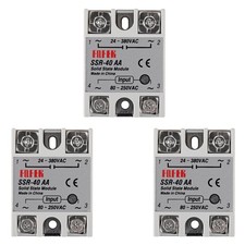 3pcs SSR-40AA Solid State Relay AC to AC 80-250V Input to 24-380V Output 40A ...