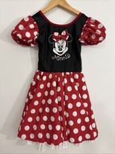 Vintage Disney World Minnie Mouse Polka Dot Dress Costume Girls 6x Red Frilly