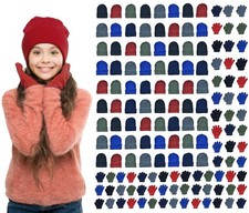 144 Pack Yacht Smith Wholesale Kids Beanie and Glove Kit Sets