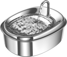 Veken Award Winner - 85oz/2.5L Stainless Steel Cat Dog Water Fountain Silent Run