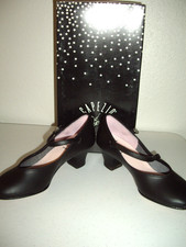 Womens Girls 4M Capezio Black 550 JR. Footlight Character Dance Shoes Heels NEW