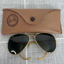 VTG Ray Bans Bausch  Lomb Gold Frame Aviators Cable Temples Shooting SunGlasses